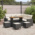 vidaXL Ensemble de canapé de jardin avec coussin 9 Pièces Noir et crème
