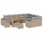 vidaXL Ensemble de canapé de jardin 12 Pièces Beige polyrotin
