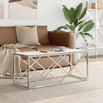 vidaXL Table basse 110x45x45 cm acier inoxydable et verre