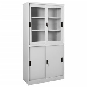 vidaXL Armoire à bureau porte coulissante Gris clair 90x40x180cm Acier