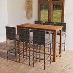 vidaXL Ensemble de bar de jardin avec coussins 7 Pièces Gris