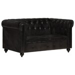 vidaXL Canapé Chesterfield à 2 places Noir Cuir véritable
