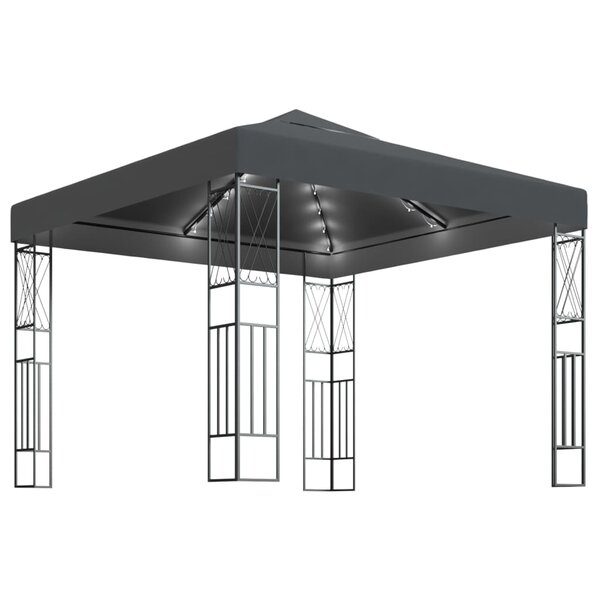 vidaXL Tonnelle avec guirlande lumineuse à LED 3x3 m Anthracite Tissu