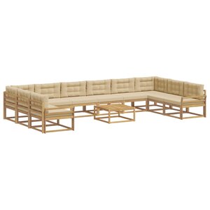 vidaXL Ensemble de canapés d'extérieur 11 Pièces Blanc et Beige
