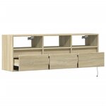 vidaXL Meuble TV mural avec lumières LED chêne sonoma 130x31x45 cm