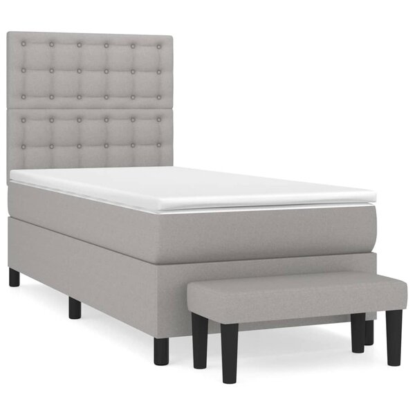 vidaXL Sommier à lattes de lit avec matelas Gris clair 100x200cm Tissu
