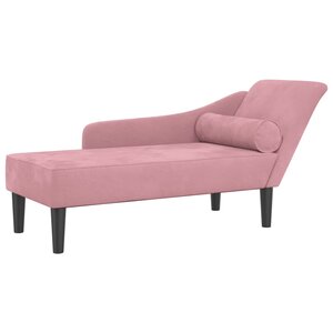 vidaXL Chaise longue avec coussins rose velours