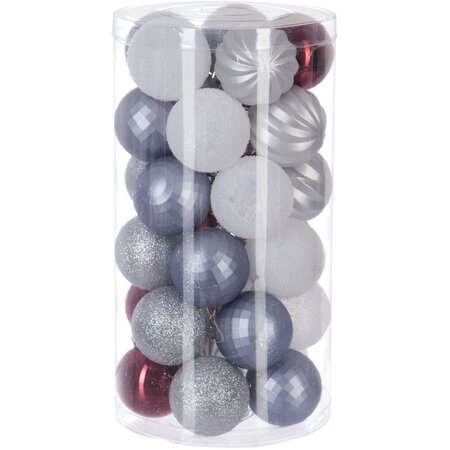 Féerie Christmas Kit de décoration pour Sapin de Noël Bleu Rouge et Blanc 30 pièces (lot de 3)