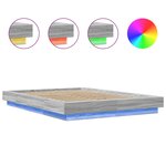 vidaXL Cadre de lit et lumières LED sans matelas sonoma gris 140x200cm