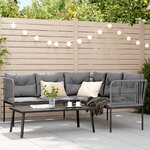 vidaXL Ensemble de canapés de jardin et coussins noir acier textilène