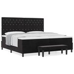 vidaXL Lit à ressorts avec matelas Noir 200 x 200 cm Velours
