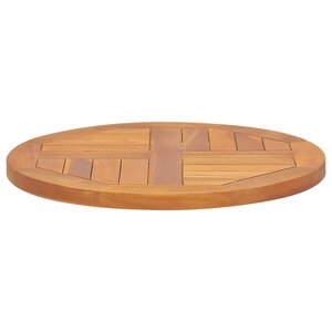 vidaXL Dessus de table Bois de teck solide Rond 2 5 cm 50 cm
