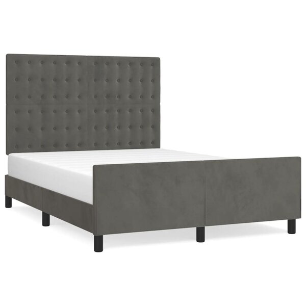 vidaXL Cadre de lit sans matelas gris foncé 140x200 cm velours