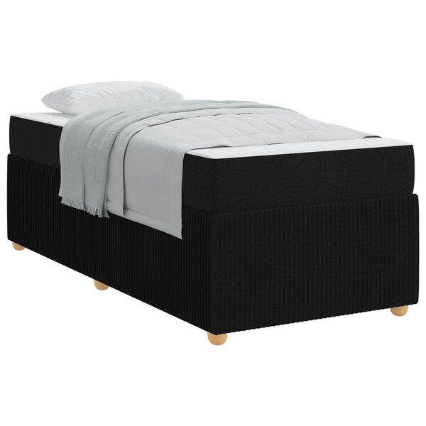 vidaXL Cadre de lit avec matelas Noir 90 x 200 cm tissu