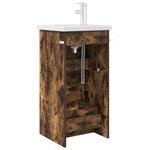 vidaXL Meuble de salle de bain avec évier Chêne fumé 42 x 40 x 84 5 cm