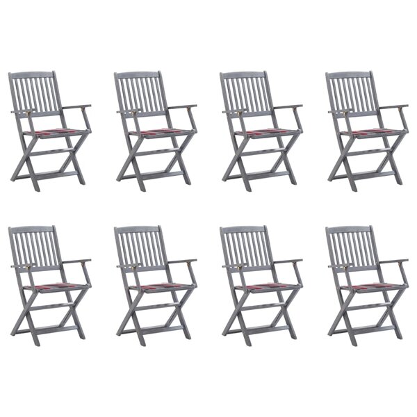 vidaXL Chaises pliables d'extérieur 8 Pièces avec coussins Bois d'acacia