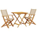 vidaXL Ensemble de bistro 3 Pièces beige résine tressée et bois massif