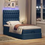 vidaXL Lit ottoman avec matelas et LED Bleu 90x200 cm Tissu