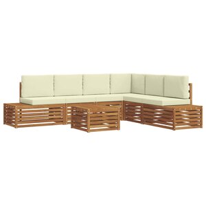 vidaXL 7 pc Ensemble de canapés d'extérieur Naturel et Crème