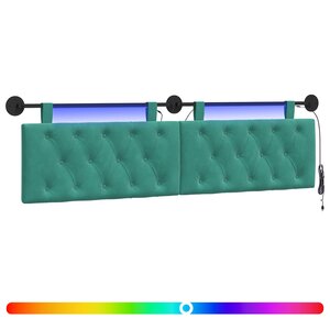 vidaXL Tête de lit suspendue Turquoise Velours