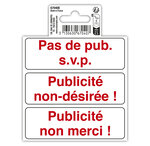 Panneau Pvc Adhésif Antidérapant Publicité Interdite 10 Cm - Rouge - Exacompta