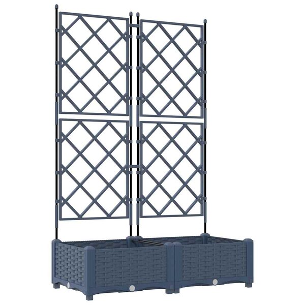 vidaXL Bac à fleurs avec Treillis Gris 80 x 40 x 125.5 cm PP