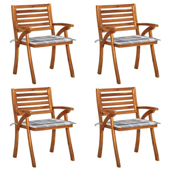 vidaXL Chaises de jardin avec coussins lot de 4 Bois de teck solide