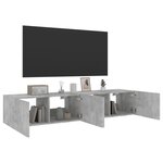 vidaXL Meubles TV muraux et lumières LED 2Pièces gris béton 80x35x31 cm