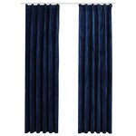 vidaXL Rideaux occultants et crochet 2Pièces Velours Bleu foncé 140x225cm