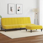 vidaXL Canapé-lit à 2 places avec repose-pied jaune velours