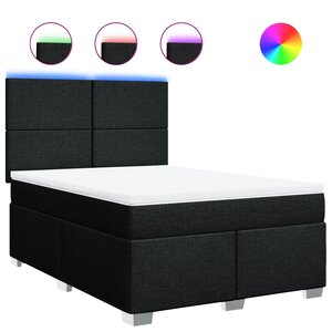 vidaXL Sommier à lattes de lit avec matelas Noir 140x190 cm Tissu