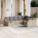 vidaXL Salon de jardin avec coussins 10 Pièces beige résine tressée
