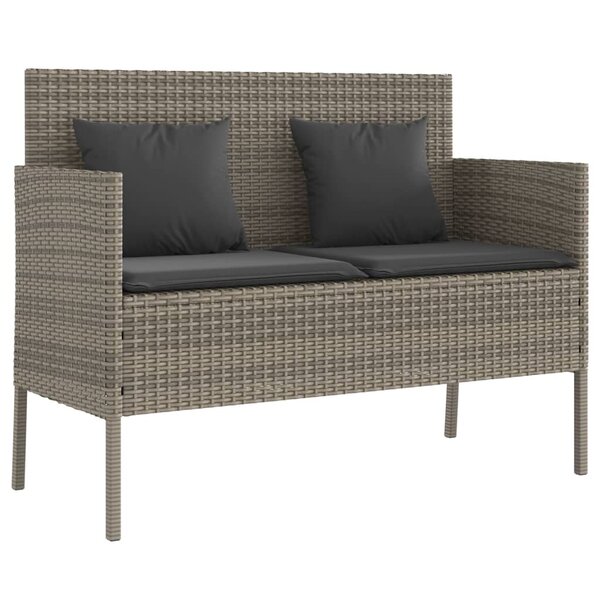 vidaXL Banc de jardin avec coussins gris résine tressée