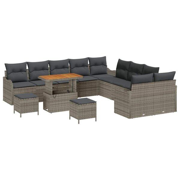 vidaXL Ensemble de canapé de jardin 13 Pièces Gris polyrotin