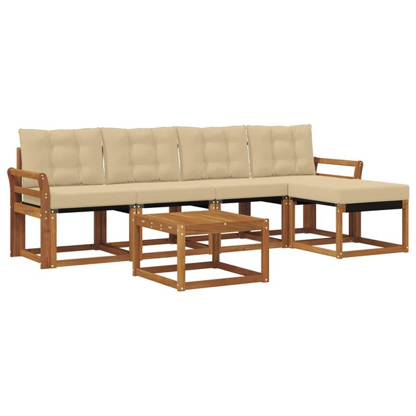 vidaXL Ensemble de canapés d'extérieur 6 pc Naturel et Beige