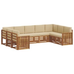 vidaXL Ensemble de canapés d'extérieur 9 pc Naturel et Beige