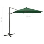 vidaXL Parasol déporté avec mât et lumières LED Vert 300 cm