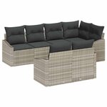 vidaXL Ensemble de canapé de jardin 7 Pièces Gris clair Poly rotin