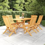 vidaXL Ensemble à manger de jardin 7 Pièces Bois de teck massif