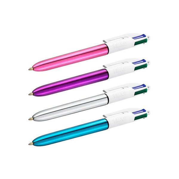 BIC 4 Couleurs Original - Boîte De 12 Stylos Bille Rechargeables 1.0 Mm - Bleu, Rouge, Vert, Noir