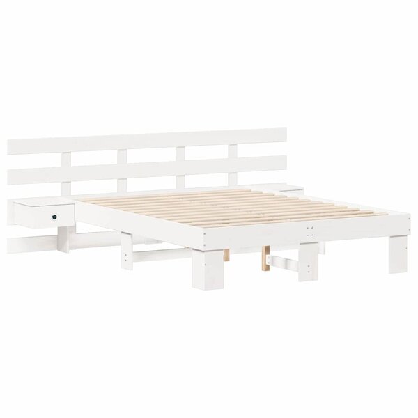vidaXL Cadre de lit Blanc 140 x 190 cm Pin massif et pin massif