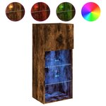 vidaXL Meubles TV avec lumières LED 2 Pièces chêne fumé 40 5x30x90 cm