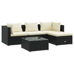 vidaXL Salon de jardin 5 Pièces avec coussins Résine tressée Noir