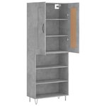 vidaXL Buffet haut Gris béton 69 5x34x180 cm Bois d'ingénierie