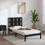 vidaXL Cadre de lit Noir Bois massif 75x190 cm Petit simple