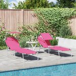 vidaXL Chaises Longues Pliantes 2 Pièces avec Auvent Rose Tissu Oxford 600D