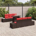 vidaXL Ensemble de Canapés 7 Pièces Marron et rouge polyrotin
