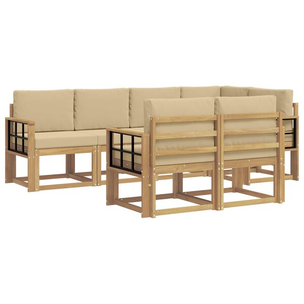 vidaXL Ensemble de canapés d'extérieur 7 pc Blanc et Beige Polyester