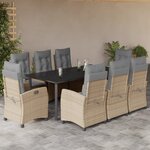 vidaXL Ensemble à manger de jardin et coussins 9 Pièces mélange beige