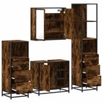 vidaXL Ensemble meubles salle de bain 4 Pièces chêne fumé bois ingénierie